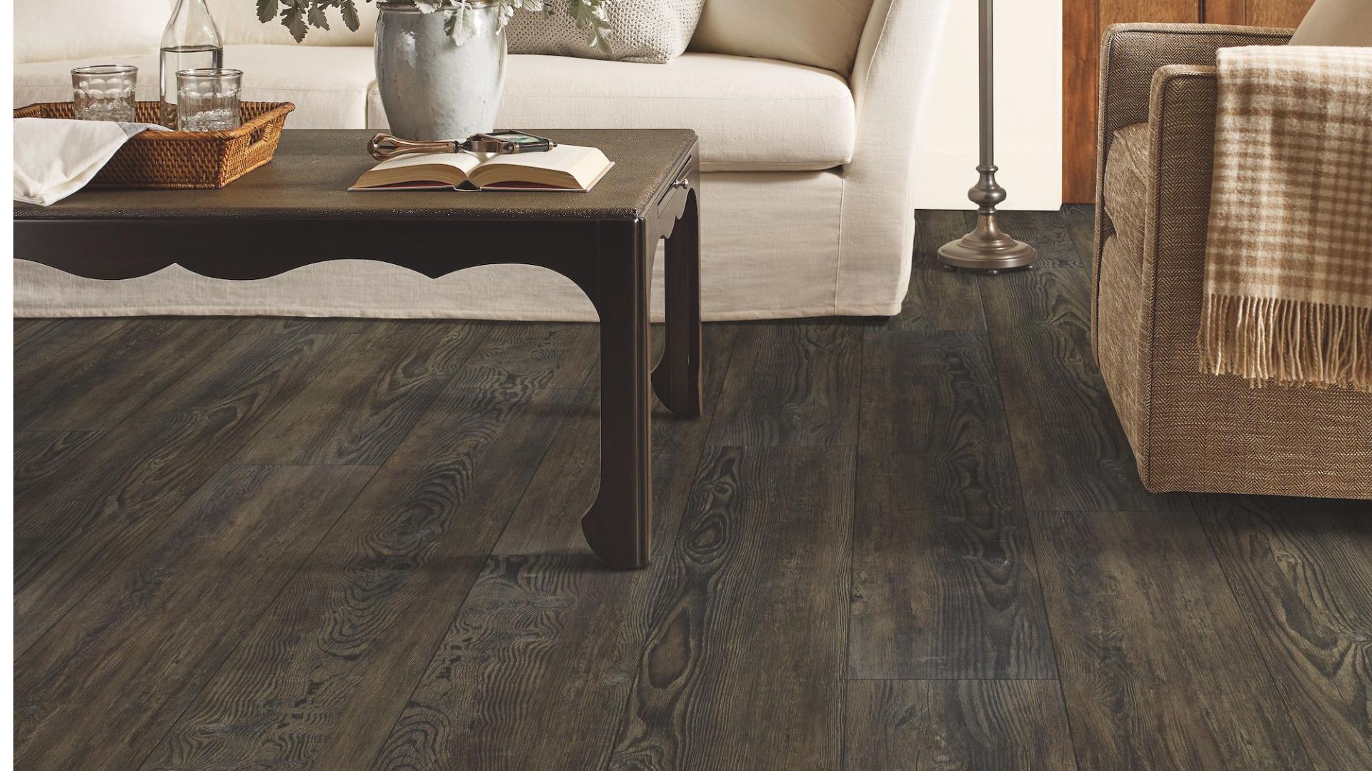 luxury vinyl plank flooring in an elegant living room